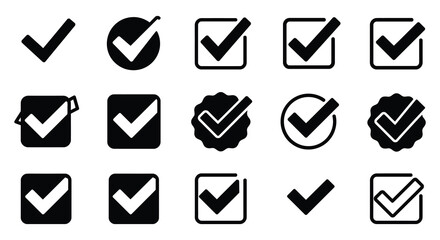 Collection of Check Mark Icons for Approval and Completion