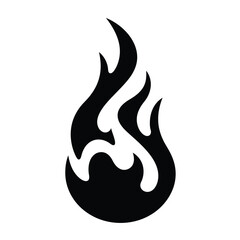 Black flame stylized symbol fire white