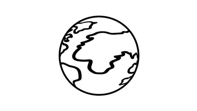 Globe earth rotate line icon isolated in white background