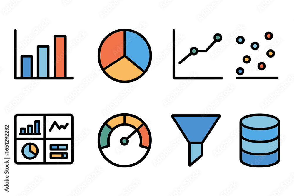 Aufkleber data visualization elements for analysis and presentation