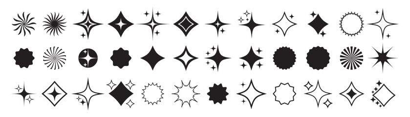 Sparkle Icons set. Twinkle stars collection. Shine star icons. Effect shine, glitter, twinkling and clean. Star sparkle icon. Vector illustration.