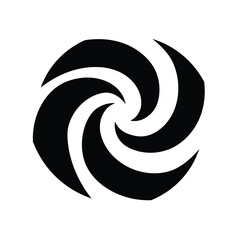 Black swirling abstract shape graphic