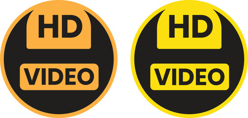 HD Video Icon Logo Design – High Definition Media Symbol for Streaming, Film, and Digital Content