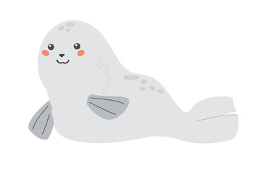 Cute cartoon seal with blushing cheeks and friendly expression.