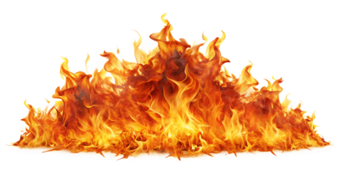  Realistic fire flame effect isolated on white background PNG ,AI GENERATED