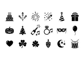 Obraz premium Collection of Celebration and Holiday Icons