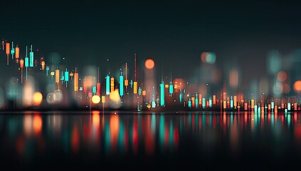Abstract cityscape with financial data