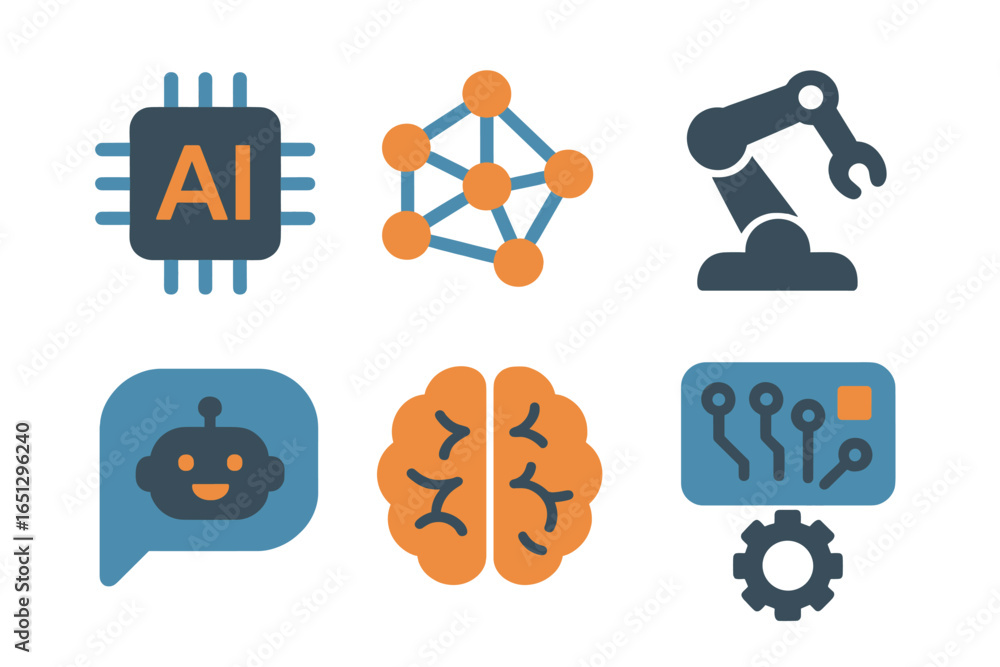 Poster vector illustration of artificial intelligence and robotics concepts