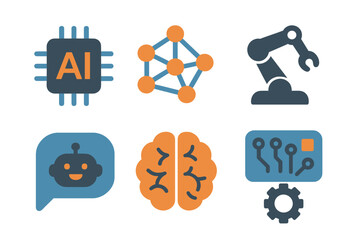 Vector illustration of artificial intelligence and robotics concepts
