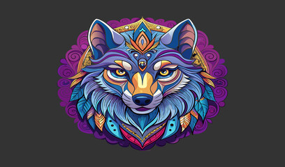 Tribal wild wolf head vector illustration