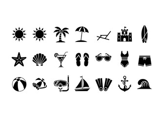 Fototapeta premium Summer Beach Vacation Icons Collection