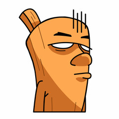 cartoon illustration of wood character with various expretion, illustration for mascot, stickers meme, tung tung tung sahur, brainrot character