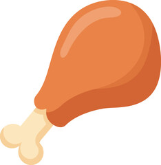 A single perfectly cooked golden brown chicken leg with a visible bone presented in a simple flat illustration style