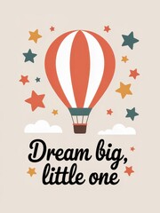 Cute Hot Air Balloon with Stars Illustration  
