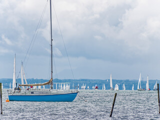 Sailboats on Lake Starnberg in Bavaria.