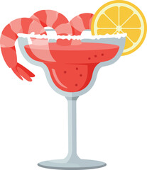 Delicious shrimp cocktail served in a margarita glass with a lemon slice and salt rim perfect for a celebratory drink