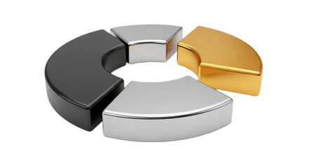 Pie chart diagram displaying business data and statistics for market analysis and financial planning with distinct segments