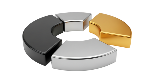 Pie chart diagram displaying business data and statistics for market analysis and financial planning with distinct segments