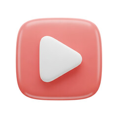 Obraz premium Play Button Icon on Salmon Pink Square for Streaming Media and Entertainment Content Online Platforms