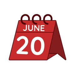june 20 desk calendar vector on white background
Vector red calendar flat icon