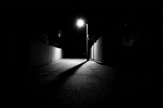 Fototapeta A dark alleyway at night