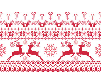 Christmas Reindeer and Snowflake Fair Isle Pattern