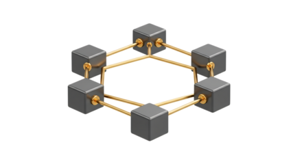 Decentralized Network Blockchain Concept with Interconnected Cubes Illustrating Modern Technology and Secure Data Transmission on Black Background