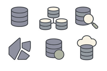 Database icon vector illustrations in various styles
