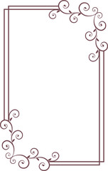 Plum Elegant Border Frame Swirls & Leaves Illustration Vector PNG Transparent Image
