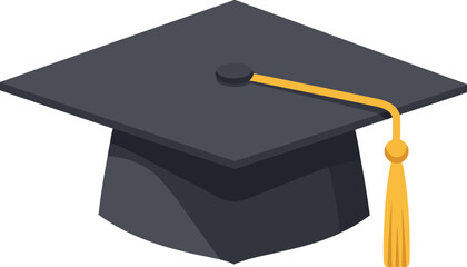 A classic black graduation cap with a golden tassel symbolizing academic achievement and the end of studies