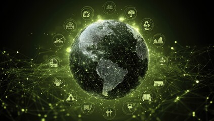 Global sustainability concept with interconnected icons