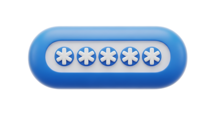 Digital password input form with star symbols for website security and data protection with blue design elements