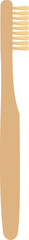 A simple wooden toothbrush with light colored bristles stands upright against a clean white background isolated for easy use