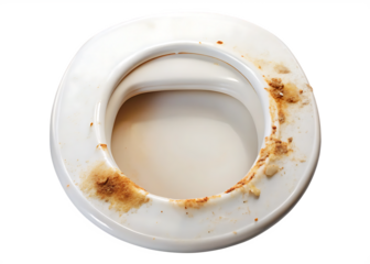 a toilet with a dirty lid and isolated on white background PNG.AI Generated.