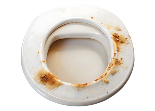 a toilet with a dirty lid and isolated on white background PNG.AI Generated.