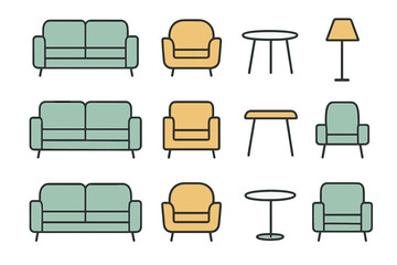 Modern furniture layout illustration for living spaces