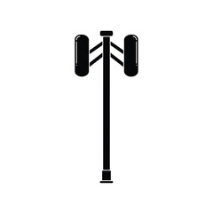 Black communication tower with antennas signal broadcast