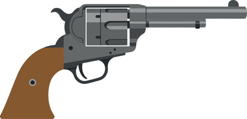 Classic single action revolver with a wooden grip a historical firearm often associated with the wild west era