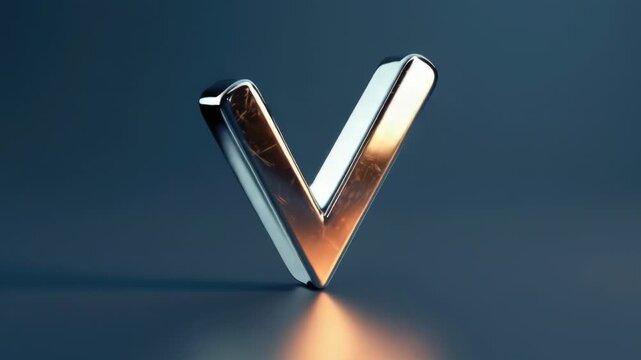 A detailed view of the letter V lying on a flat surface, suitable for various contexts where typography is important