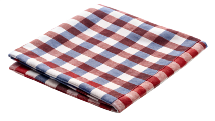 Checkered napkin isolated on transparent background with a classic gingham pattern and decorative design for kitchen