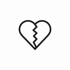 broken heart zigzag icon sign vector