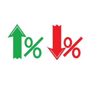 Green up arrow percentage and red down arrow percentage vector