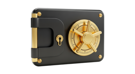 Stylish black and golden vault with combination lock for storing valuables and important documents providing security and peace of mind