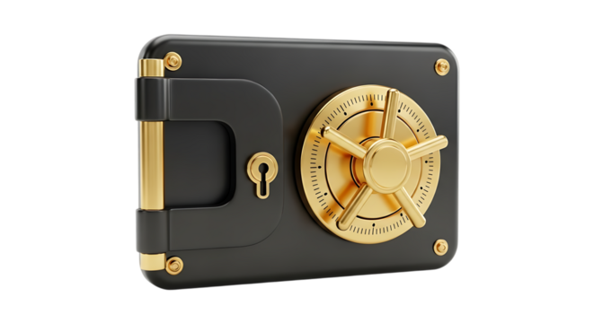 Stylish black and golden vault with combination lock for storing valuables and important documents providing security and peace of mind