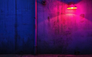 Vibrant neon glow on urban alley wall