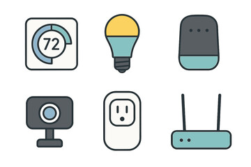 Modern smart home devices and appliances in a minimalist design