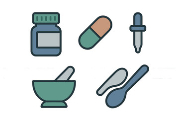 Vector illustration of pharmacy items for healthcare and medicine