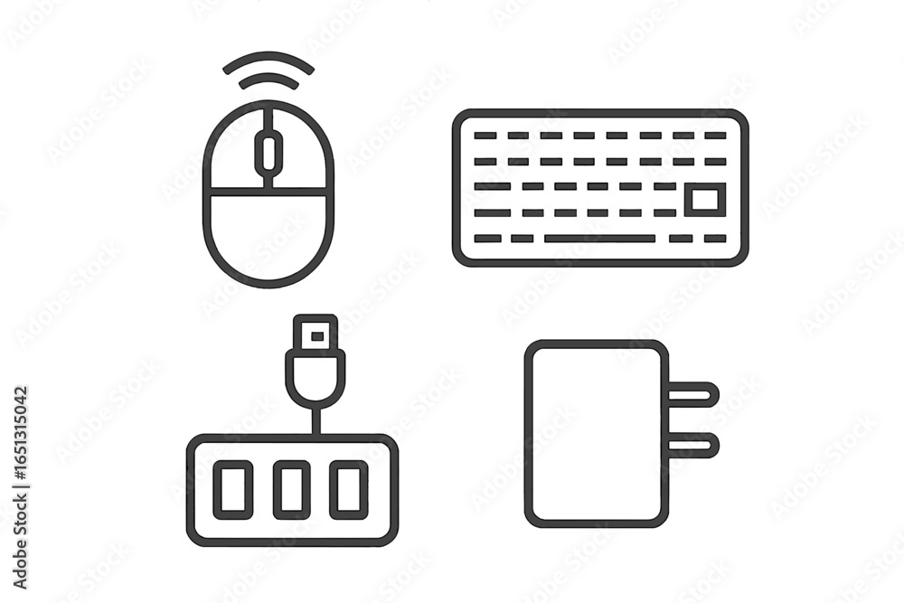 Poster computer peripherals and accessories in a simple vector design