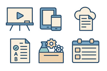 Vector illustration of modern technology elements for digital learning