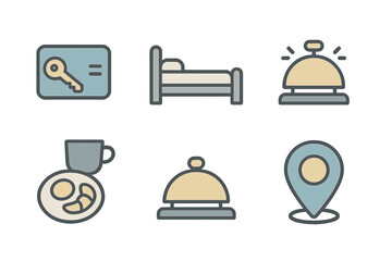 Vector illustration of hotel icons for travel and accommodation needs